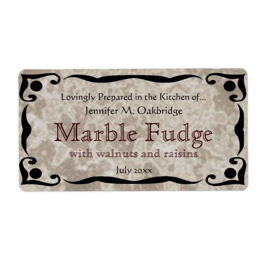 Black Frame and Marble Brown Label Template Shipping Label