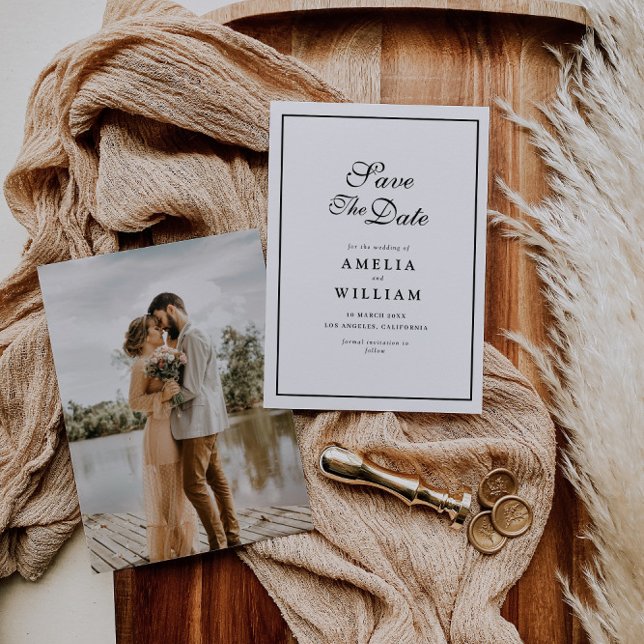 black frame calligraphy wedding Save the Date (Creator Uploaded)