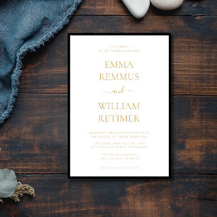 Black Frame Gold Text Old Money Black Tie Wedding Invitation