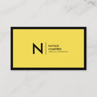 Black Frame Minimalist Monogram Yellow Business Card