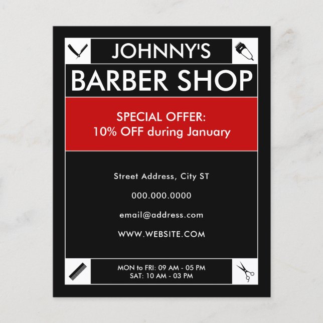 Black framed barber style  flyer (Front)