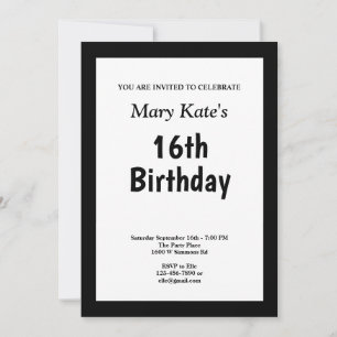 Black Framed Birthday Party Invitation