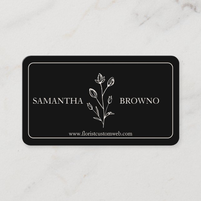 Black Framed Flower Business Card (Front)