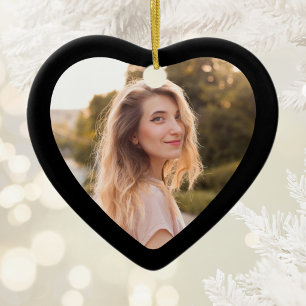 Black Framed Heart Photo Ceramic Tree Decoration