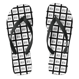 Black Framed Musical Squares Thongs