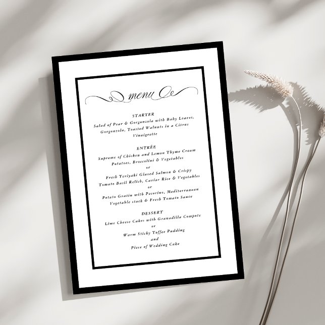 Black Frames Formal Calligraphy Wedding Menu (Creator Uploaded)