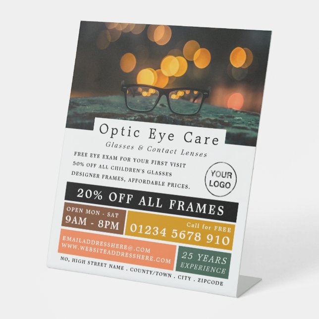 Black Frames, Optician, Technical Practitioner Pedestal Sign (Front)