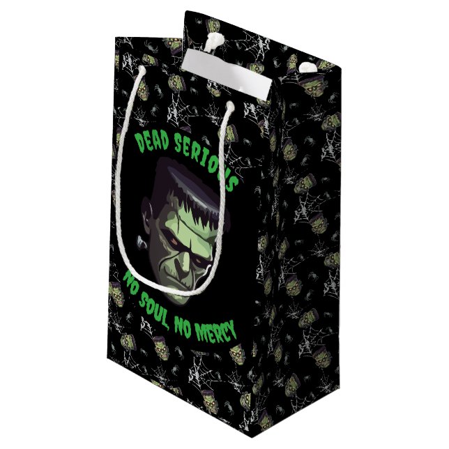 🖤 Black Frankenstein Halloween Gift Bag (Back Angled)