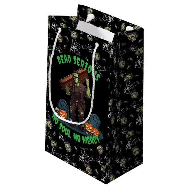 🖤 Black Frankenstein Halloween Gift Bag (Back Angled)