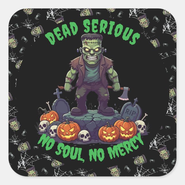 🖤 Black Frankenstein Halloween Sticker 💀🎃 (Front)