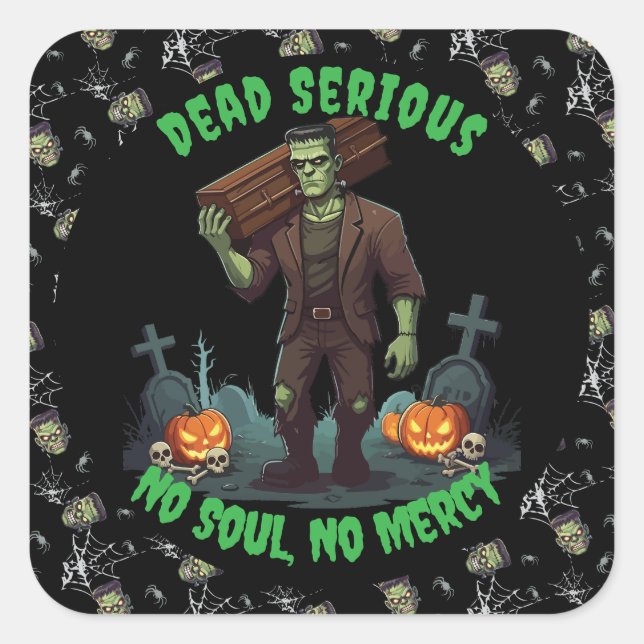 🖤 Black Frankenstein Halloween Sticker 💀🎃 (Front)