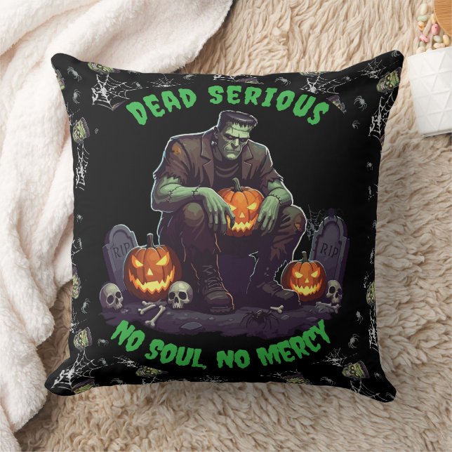 🖤 Black Frankenstein Throw Pillow 💀🛋️ (Blanket)