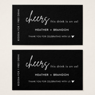 Black Free Drink Wedding Drink Ticket Cards