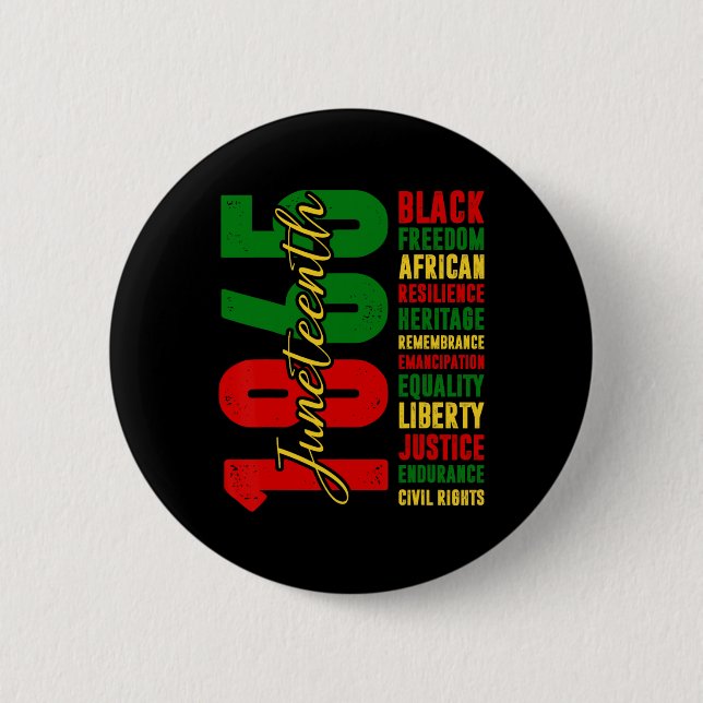 Black Freedom African Resilience Remembrance Junet 6 Cm Round Badge (Front)