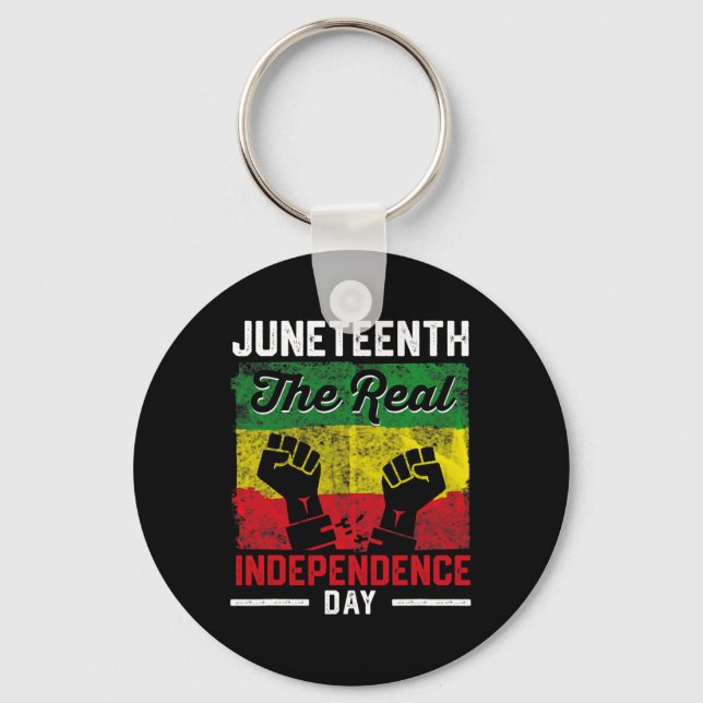 Black Freedom Juneteenth Real Independence Freedom Key Ring (Front)