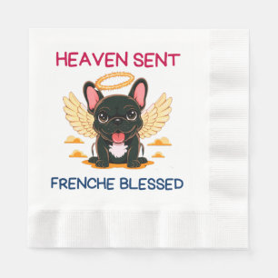 Black French Bulldog As Angels On Earth Napkin