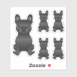 Black French Bulldog Cartoon Dog Illustrations