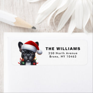 Black French Bulldog Christmas Return Address Label
