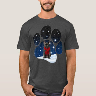 BLACK French Bulldog Christmas Winter Snow Paw T-Shirt
