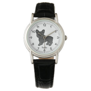 Black French Bulldog Cute Cartoon Dog & Name Watch