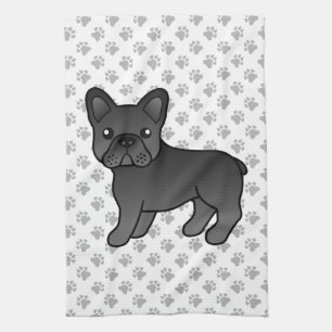 Black French Bulldog Cute Cartoon Dog Tea Towel