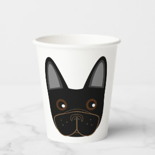 Black French Bulldog Face Paper Cups