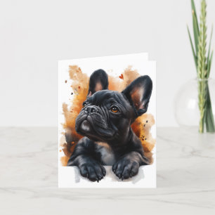 Black French Bulldog Greetings Card