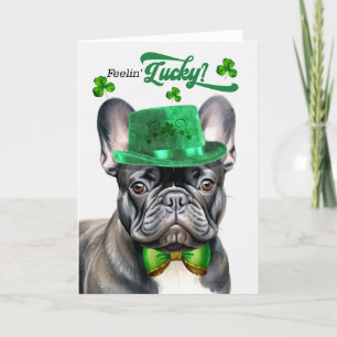 Black French Bulldog Lucky St Patrick's Day Holiday Card