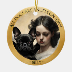 Black French Bulldog Personalised Memorial  Ceramic Ornament