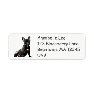 Black French Bulldog Return Address Label