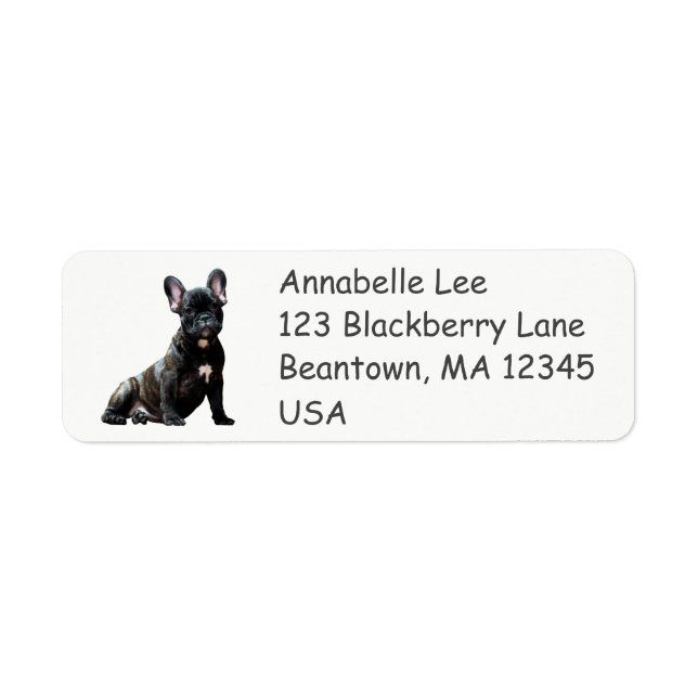 Black French Bulldog Return Address Label (Front)
