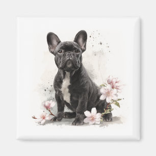 Black French Bulldog Watercolor Art Magnet