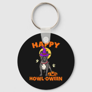 Black French Bulldog Witch Costume Dog Lover Happy Key Ring