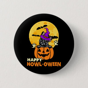 Black French Bulldog Witch Dog Lover Happy 6 Cm Round Badge