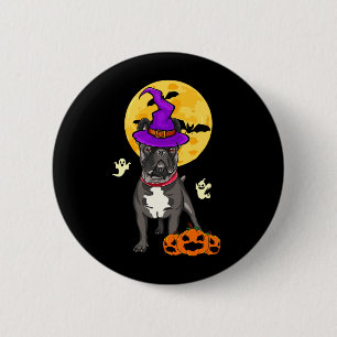 Black French Bulldog Witch Halloween Costume Dog 6 Cm Round Badge