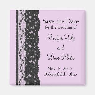 Black French Lace Save the Date Magnet