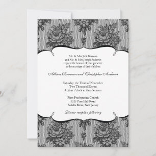 Black French Lace Wedding Invitation