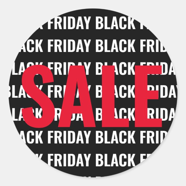 BLACK FRIDAY SALE BLACK WHITE RED RETAIL STORE CLASSIC ROUND STICKER (Front)