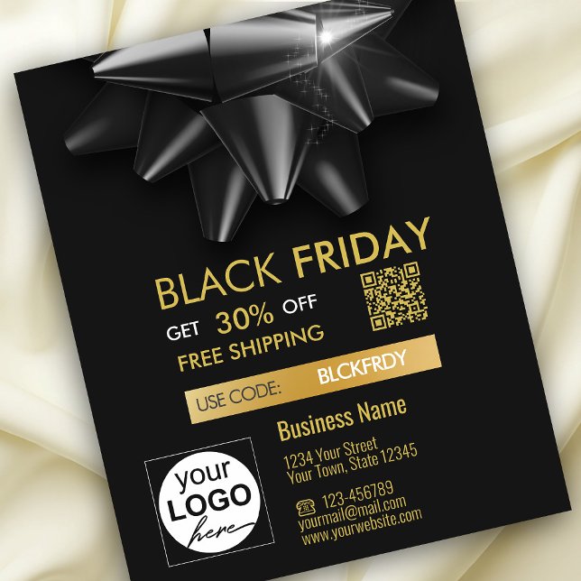 Black Friday Sale Noble Bow QR Code Discount Flyer (Creator Uploaded)