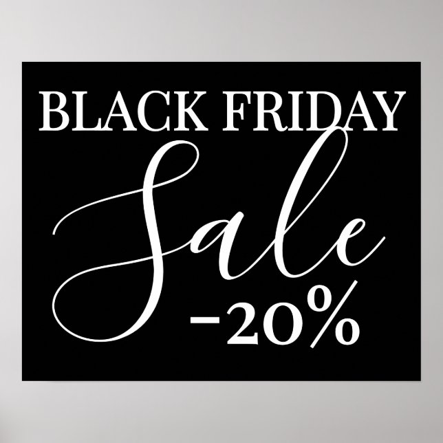 Black Friday Sale Sign, 20% Off Retail Sales Poster (Front)