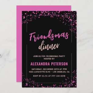 Black Friendsmas invitations dinner 