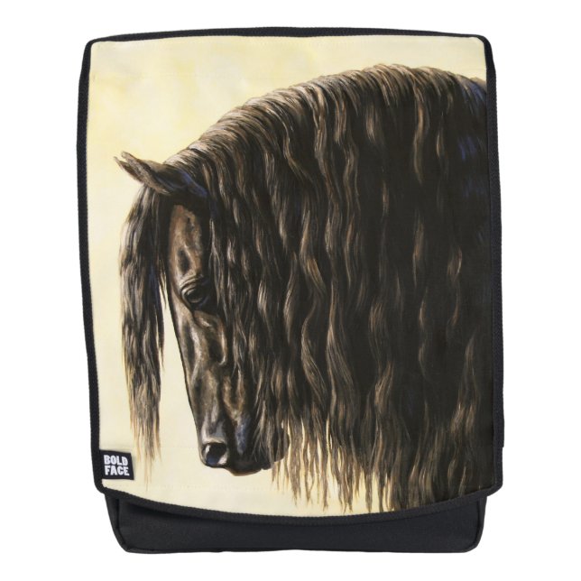 Black Friesian Draught Horse Backpack (Front)
