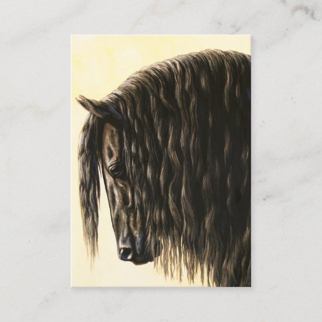 Black Friesian Draught Horse Business Card (Front)