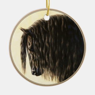 Black Friesian Draught   Horse Ceramic Ornament