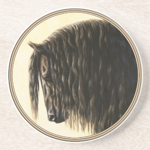 Black Friesian Draught Horse Coaster