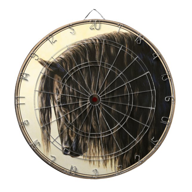 Black Friesian Draught Horse Dartboard (Front)