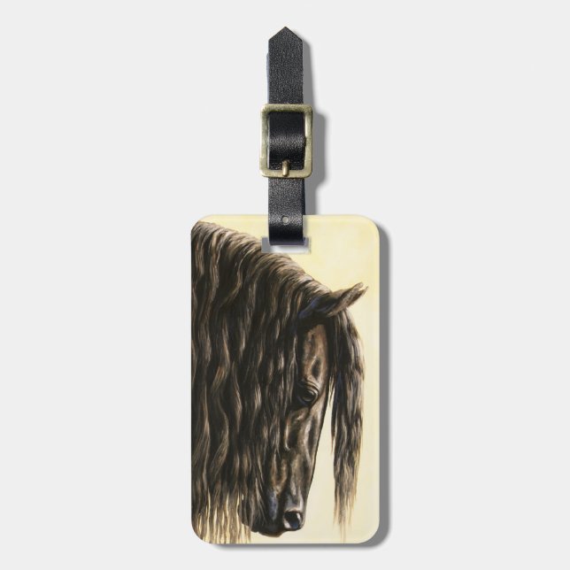 Black Friesian Draught Horse Luggage Tag (Front Vertical)