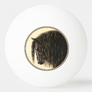 Black Friesian Draught Horse Ping Pong Ball