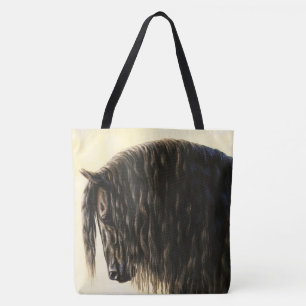 Black Friesian Draught Horse Tote Bag