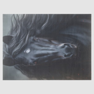 Black Friesian Horse Decoupage Tissue Paper